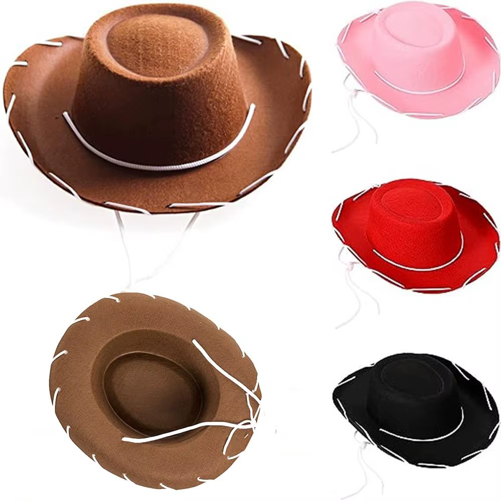 Chapeau de cowboy amusant, accessoire de performance, costume de cosplay, chapeau de cowgirl réglable, accessoire de déguisement, chapeau de princesse en feutre pour femme