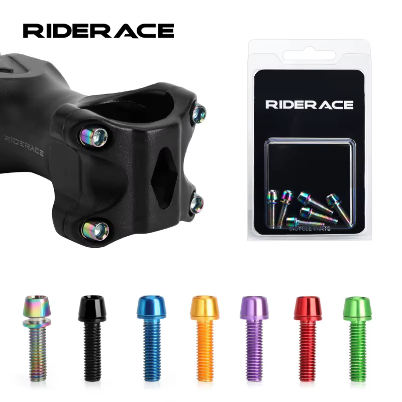 6 pièces/ensemble vis de guidon de vélo en acier inoxydable coloré plaqué titane M5 * 18MM vtt
