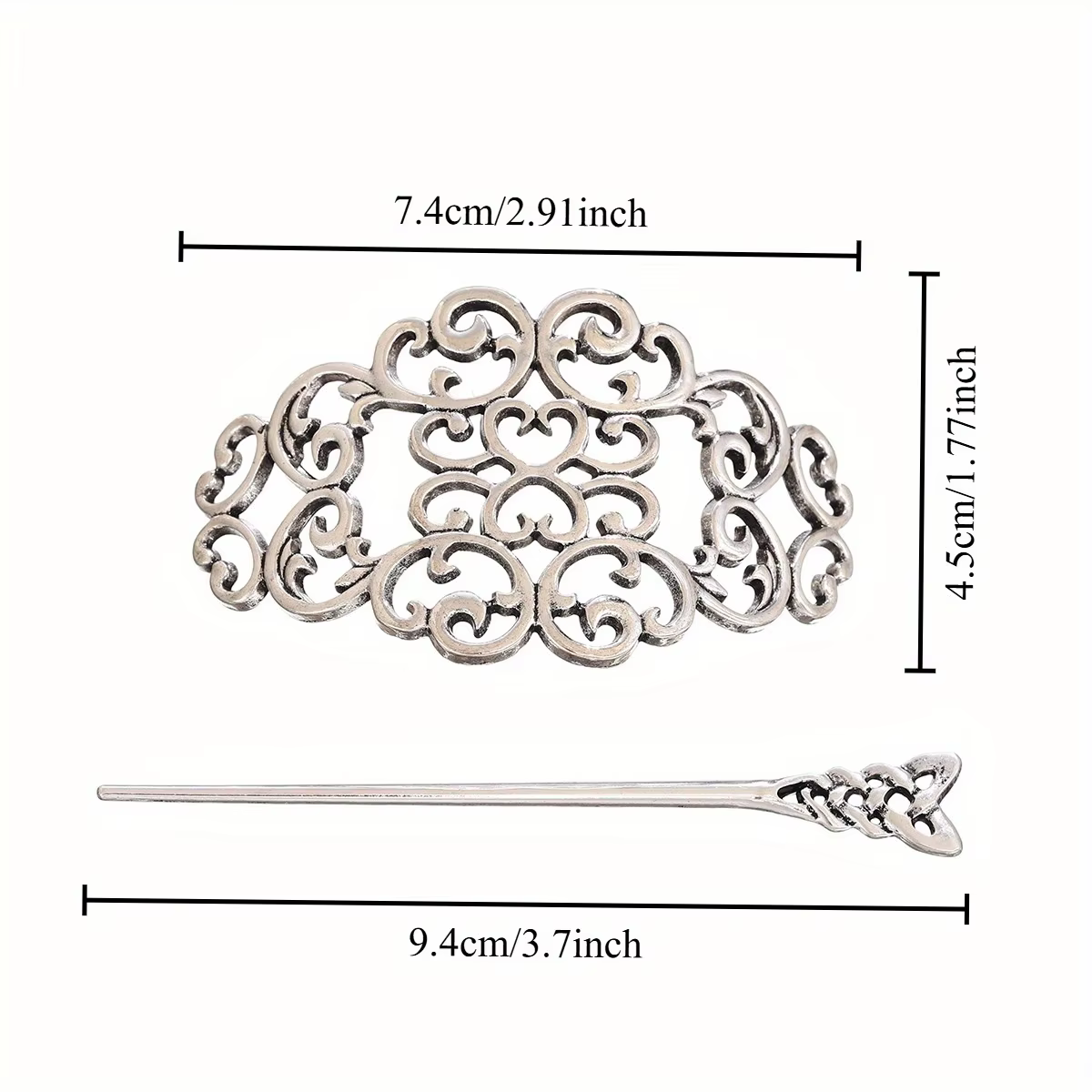 1pc mode Vintage argent filigrane cheveux toboggan complexe défilement conception gothique Style médiéval accessoire de cheveux parfait académique