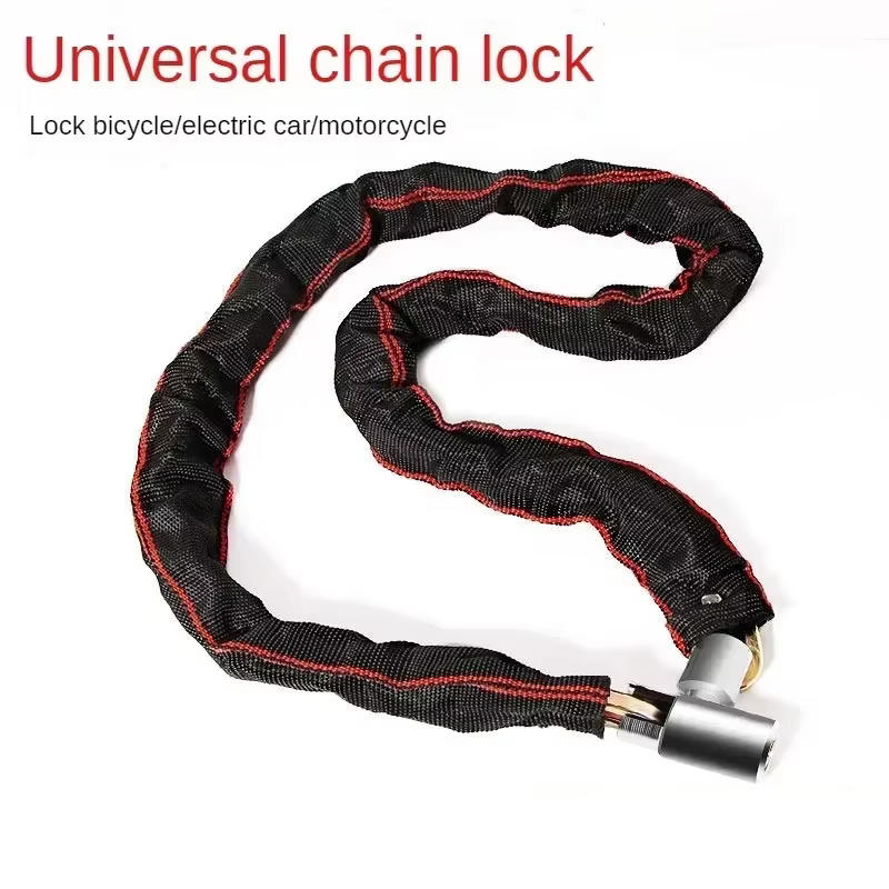 Antivol de vélo extra long et épaissi, chaîne antivol en nylon pour véhicules électriques 360 °   Verrou de vélo de montagne à protection rotative