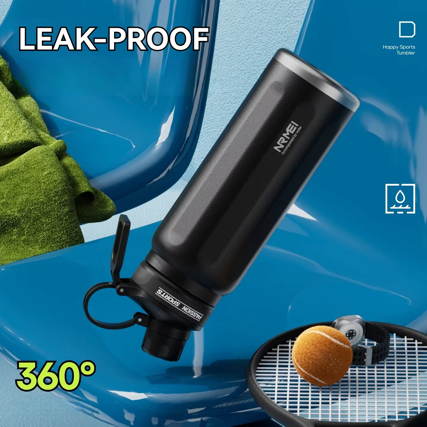 Bouteille d'eau isotherme en acier inoxydable pour vélo