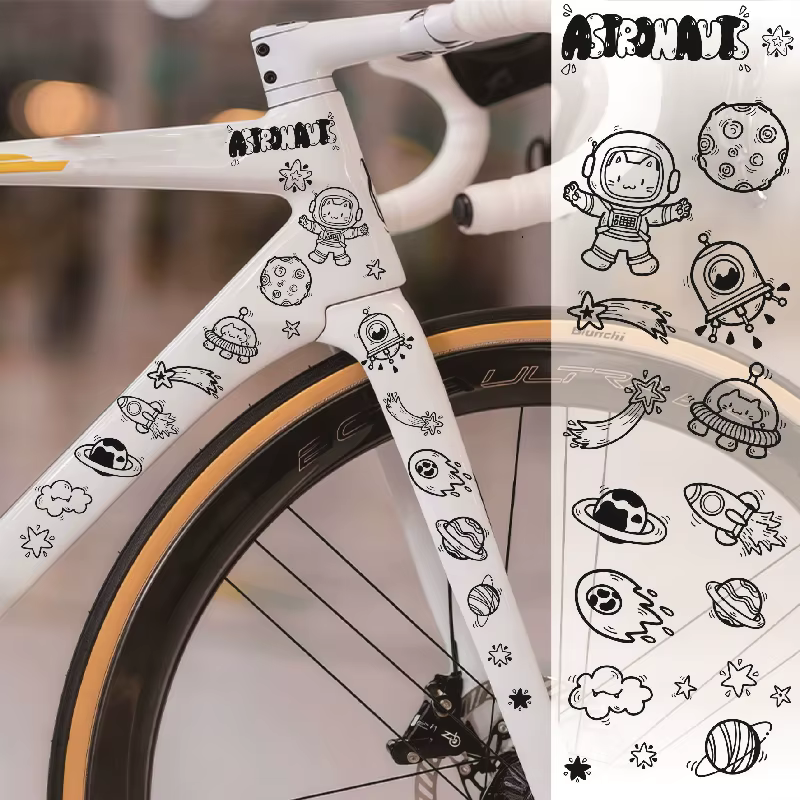 Autocollants de vélo graffiti astronaute spatial pour cadre de vélo