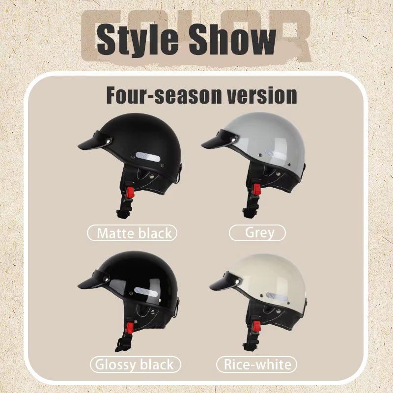 Casque de moto vintage Demi-casque Cruiser pour hommes