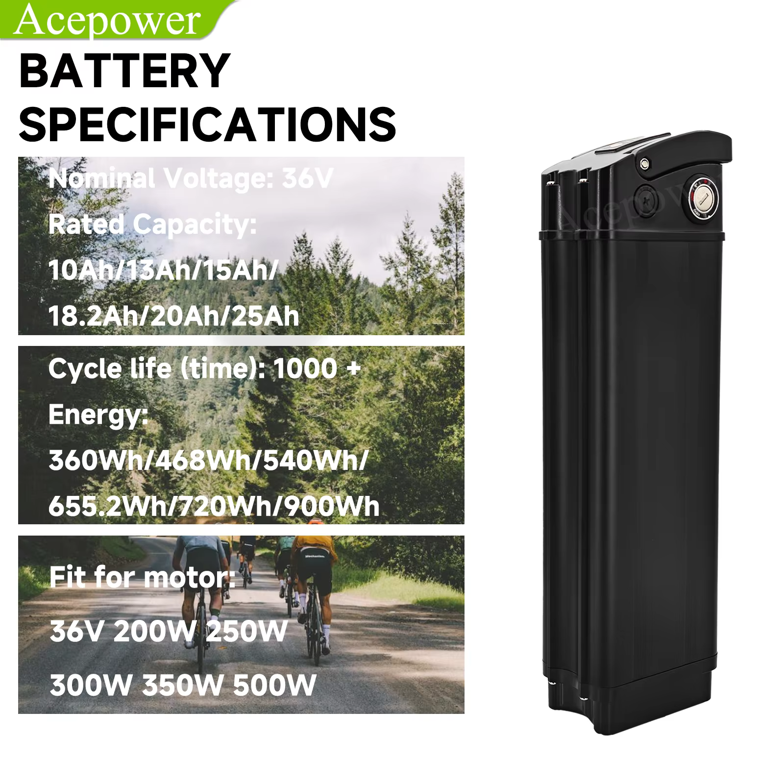 Batterie de vélo électrique Heybike Cityscape Velobecane 36V 10Ah 15Ah 25Ah pour remplacement