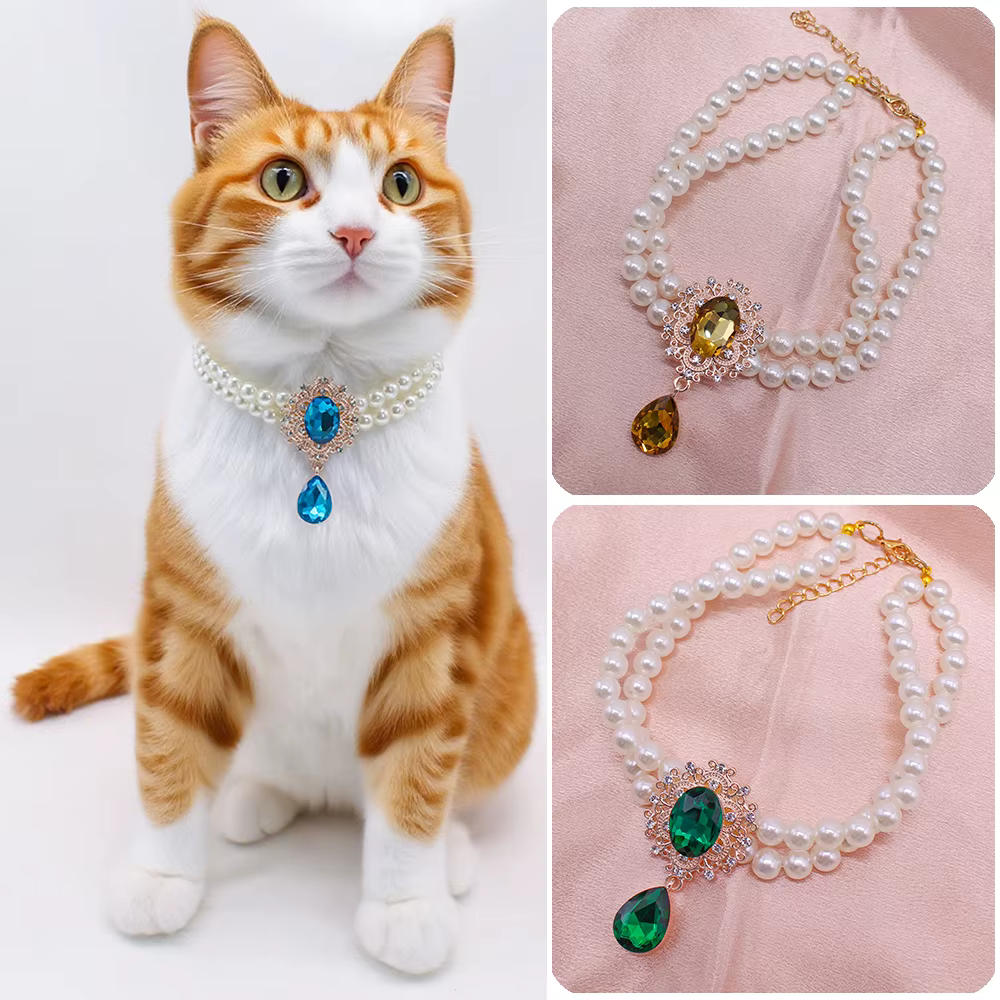 Collier 2 NucleoPearl pour Petits Chiens et Chats, Breloques en Diamant, Fait à la Main, Bijoux Accessoires pour Chiot