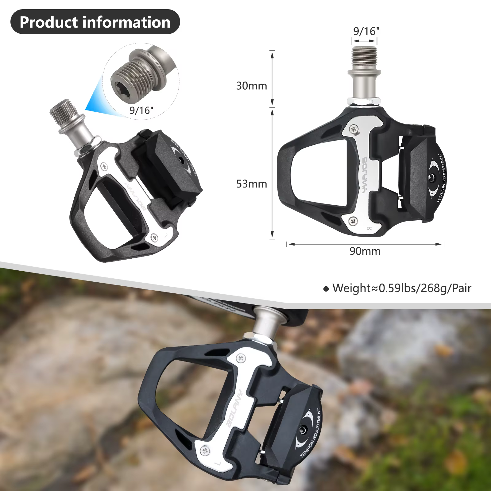 Pédale de vélo de route en nylon