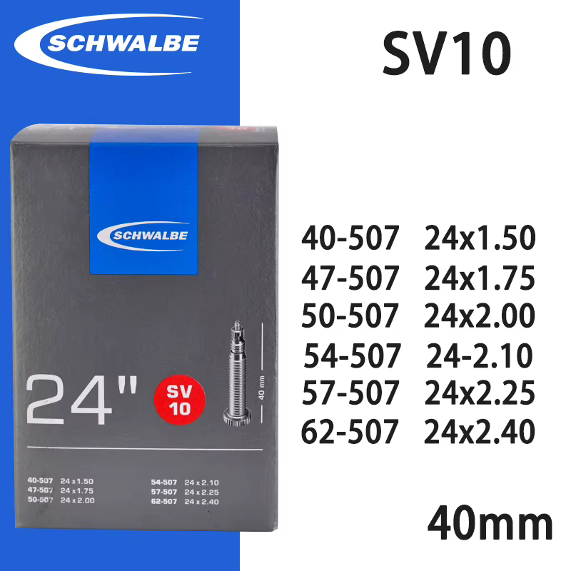Schwalbe SV9 SV9C SV9A AV10 SV10 24 pouces Tubes de vélo 24 ''chaise de roue de route ultralégère TUBE intérieur SV/AV