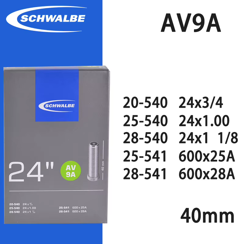 Schwalbe SV9 SV9C SV9A AV10 SV10 24 pouces Tubes de vélo 24 ''chaise de roue de route ultralégère TUBE intérieur SV/AV