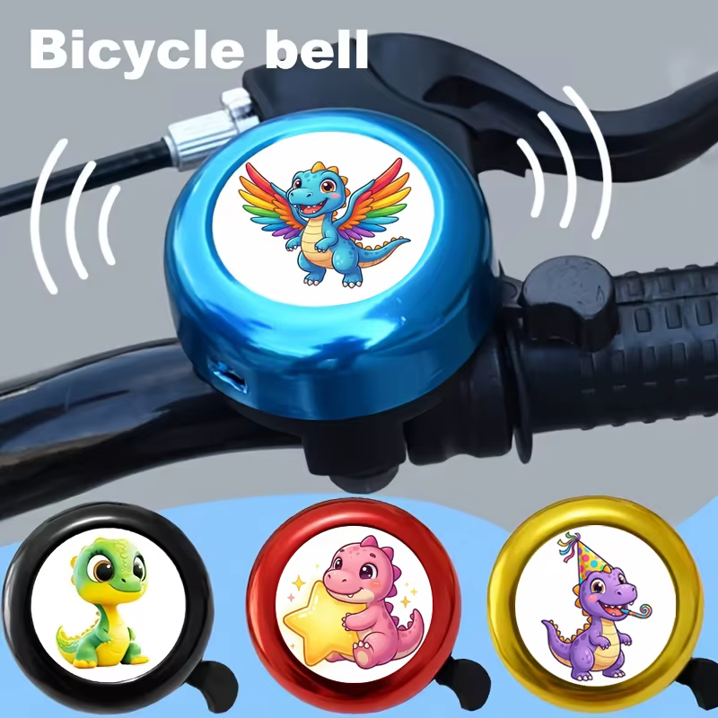 1 cloche de vélo et de skateboard en forme de dinosaure - Compatible avec les vélos d'équilibre et les trottinettes