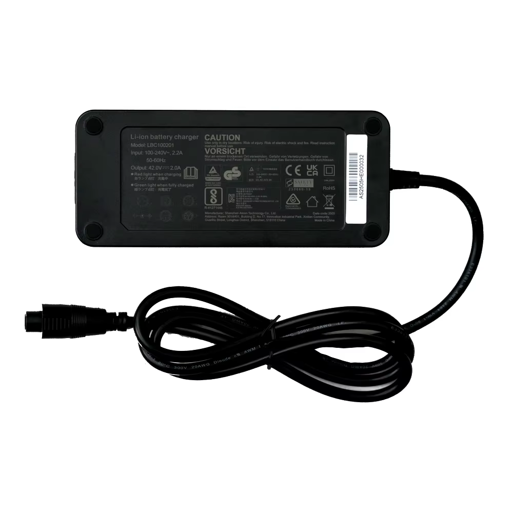 Chargeur 42V 2A 85W 5 broches rond pour batteries 36V de Fischer