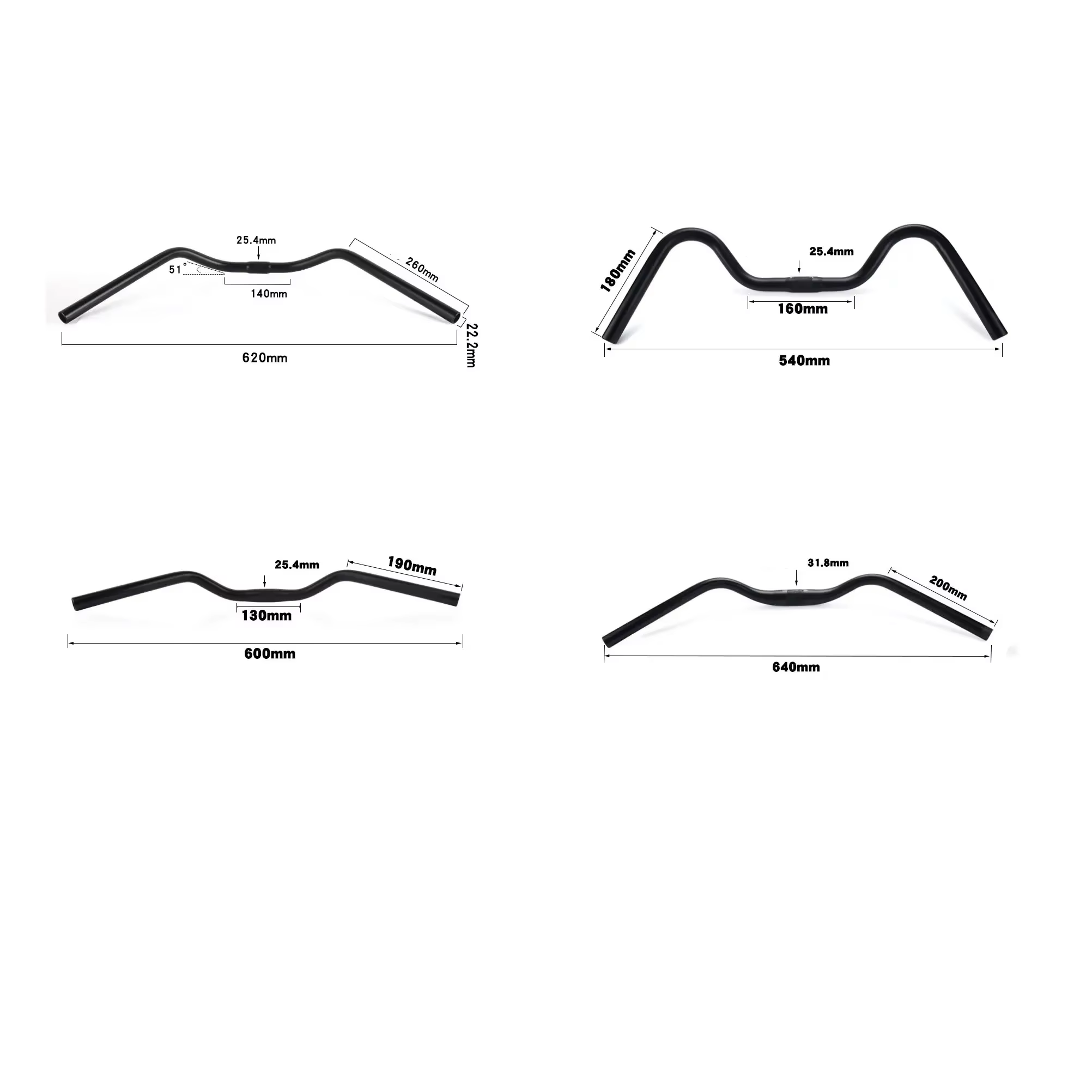 Guidon de vélo en alliage d'aluminium VTT
