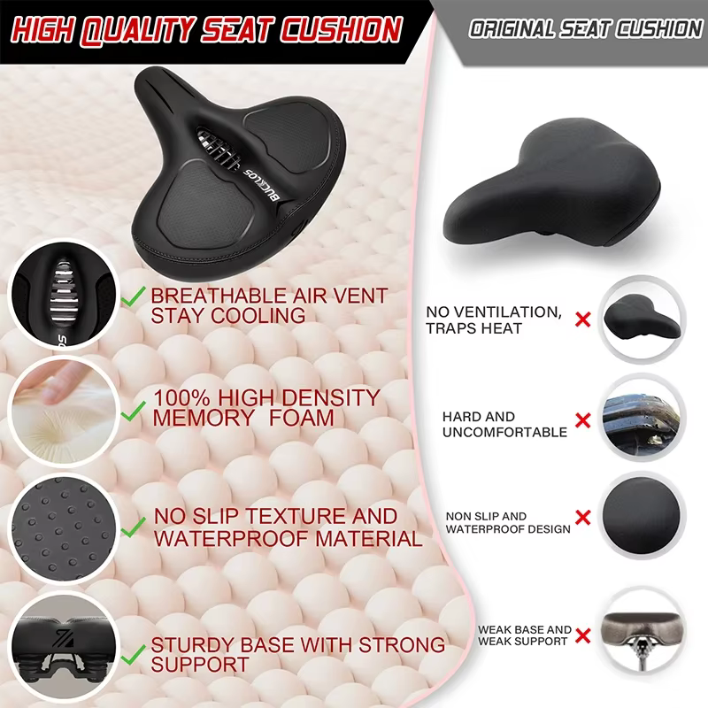 BUCKLOS selle de vélo surdimensionnée absorption des chocs élargir épaissir