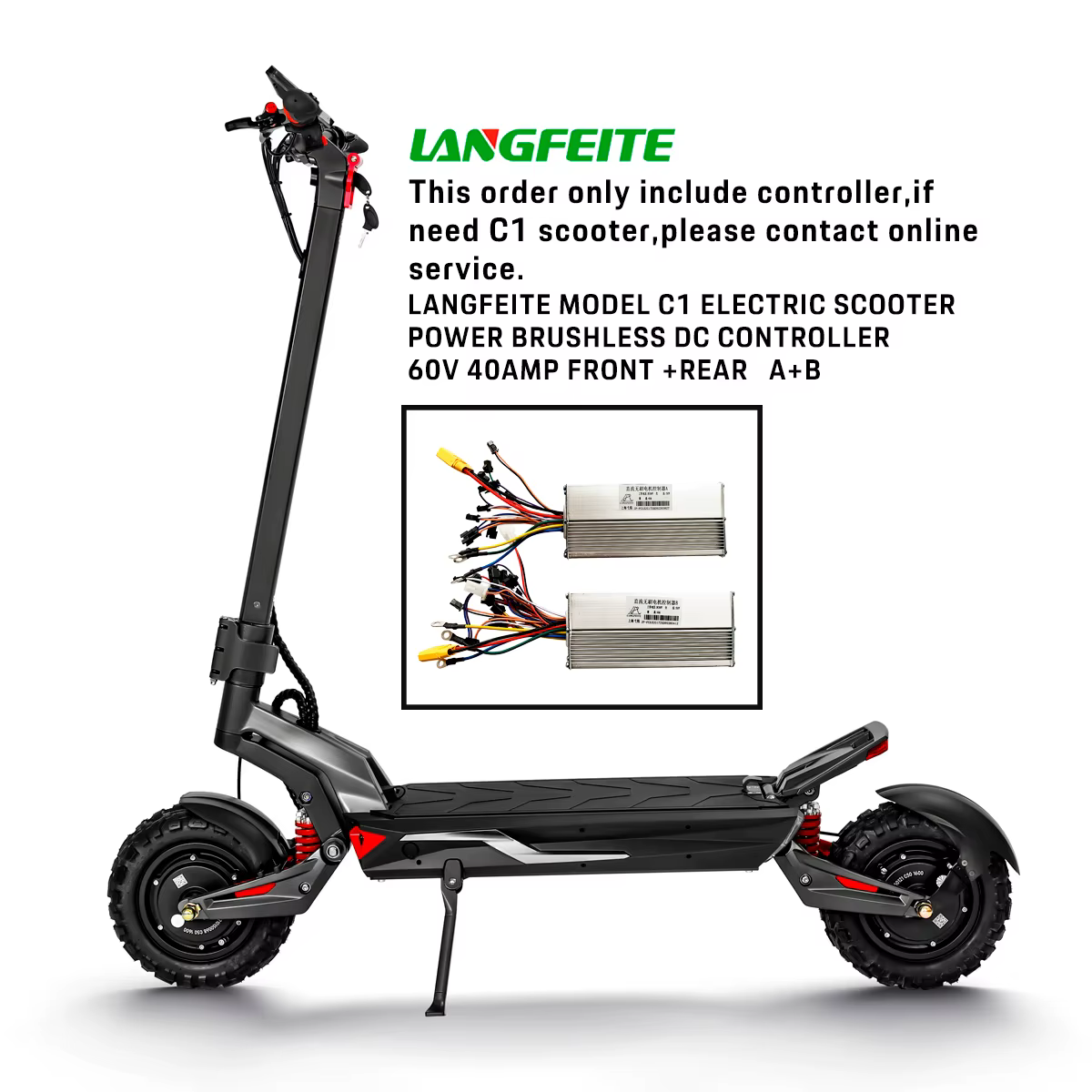 Original Scooter électrique double moteur C1 contrôleur 60V 40AMP Brushless DC