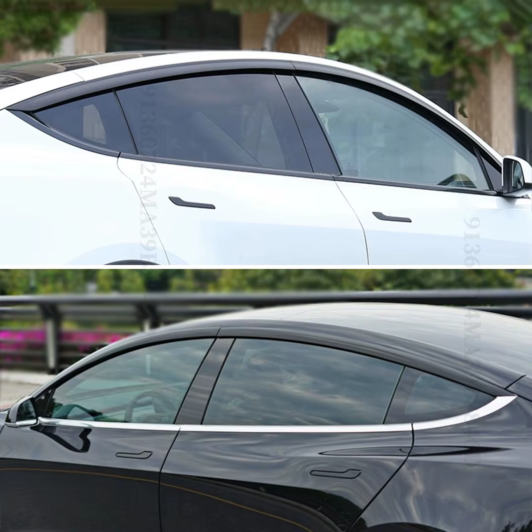 Kit de réglage de style de voiture pour Tesla modèle Y 2019 – 2023, 4 pièces, visières de fenêtre, déflecteur de vent, protection contre la pluie, front