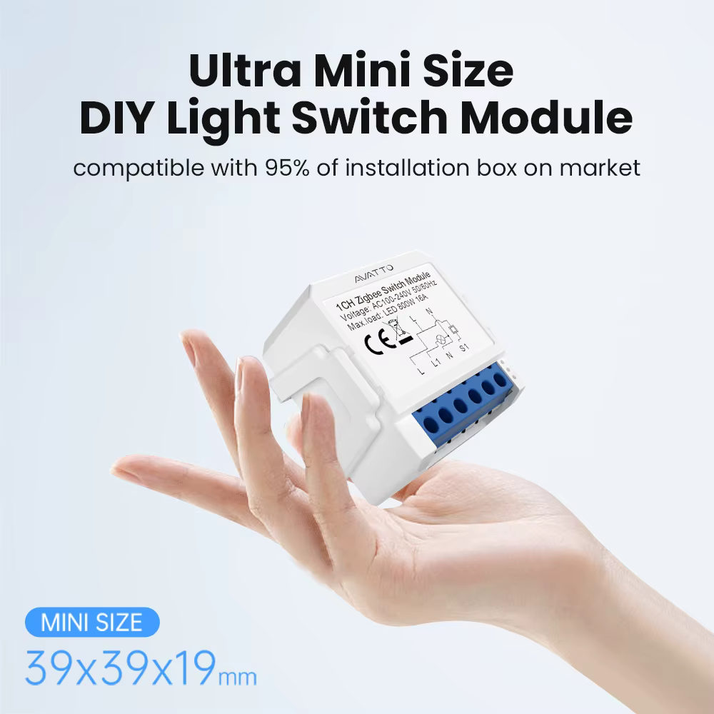 AVATTO ZigBee Tuya 1/2/3/4 Gang Mini commutateur intelligent bricolage commutateurs de lumière Module contrôle bidirectionnel fonctionne avec Alexa Alice Google Home