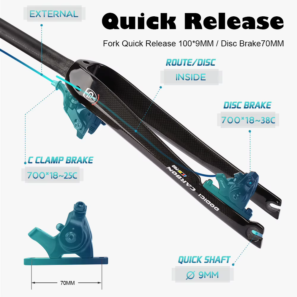 DODICI fourche avant de vélo ultralégère en Fiber de carbone Tube droit