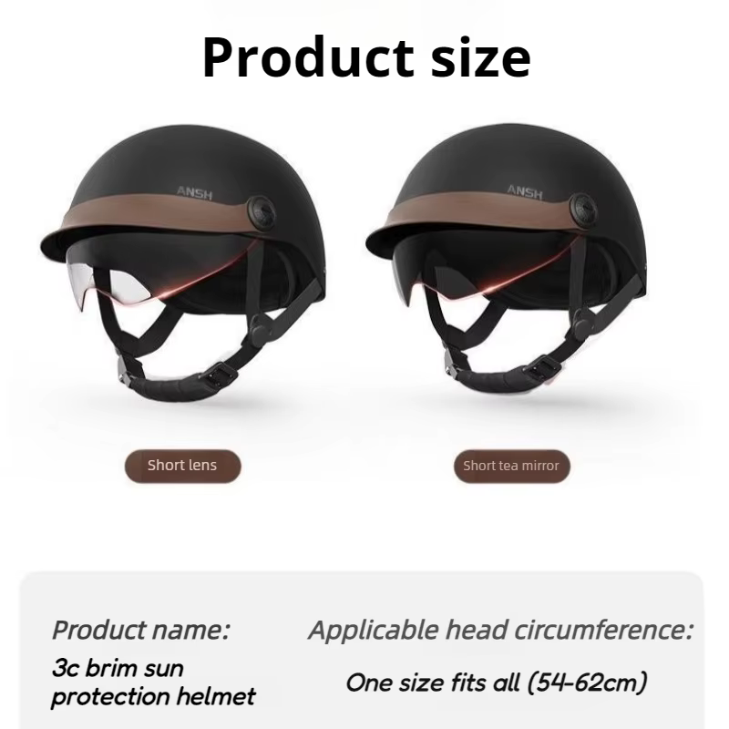 Casque de moto électrique demi-casque certifié 3C pour hommes femmes adultes avec lunettes légères respirantes