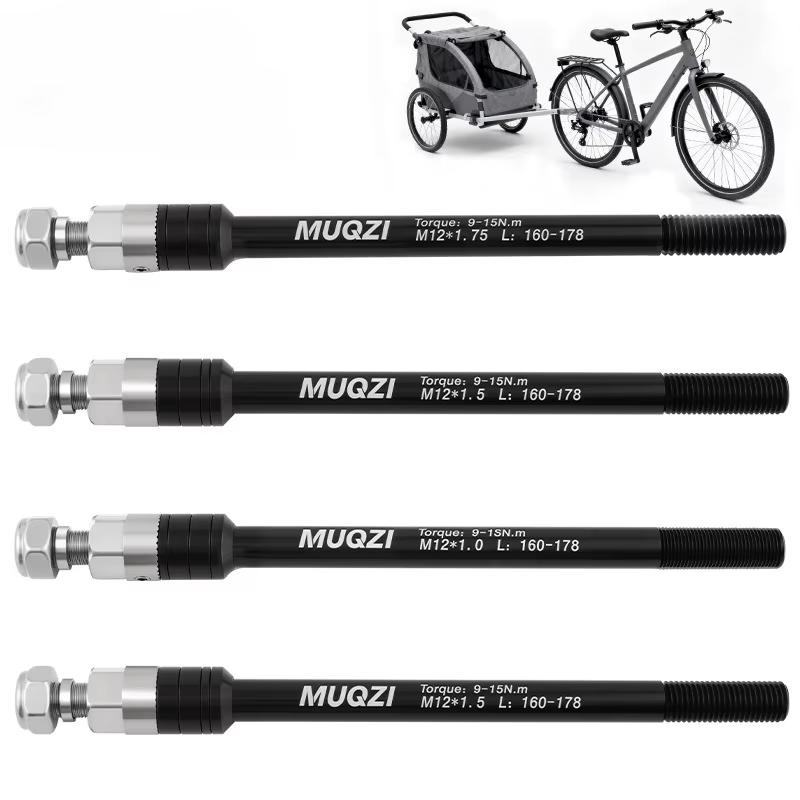 Adaptateur d'attelage de remorque à axe traversant de vélo M12x1.0/1.5/1.75 pas de filetage 160-178mm