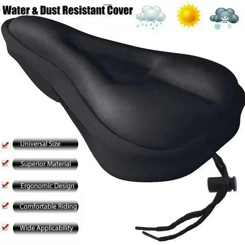 Housse de selle de vélo 3D rembourrée avec coussin en gel large et doux