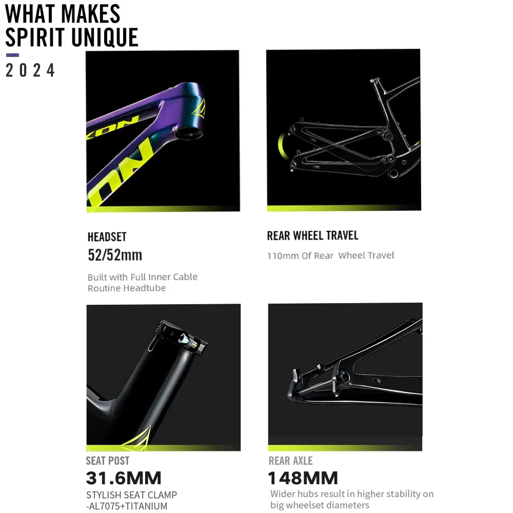 2025 Lexon Spirit 29er carbone XC cadre vtt 148mm Boost T800/T1000 110mm voyage 38T 2.4 "pneu 2400g Suspension