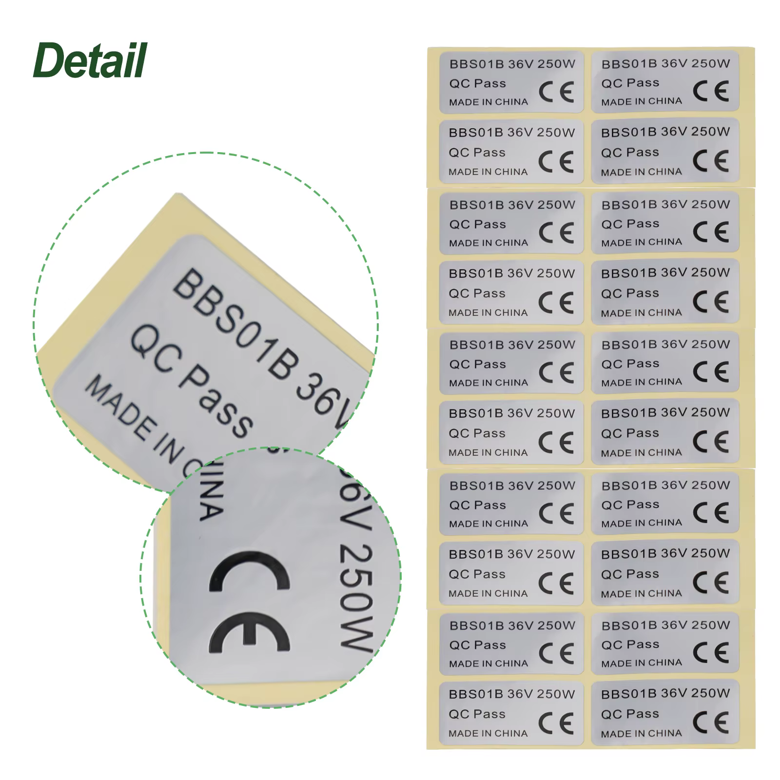 Paquet de 20 autocollants pour vélo électrique BAFANG 36V 250W/48V 750W 01HD