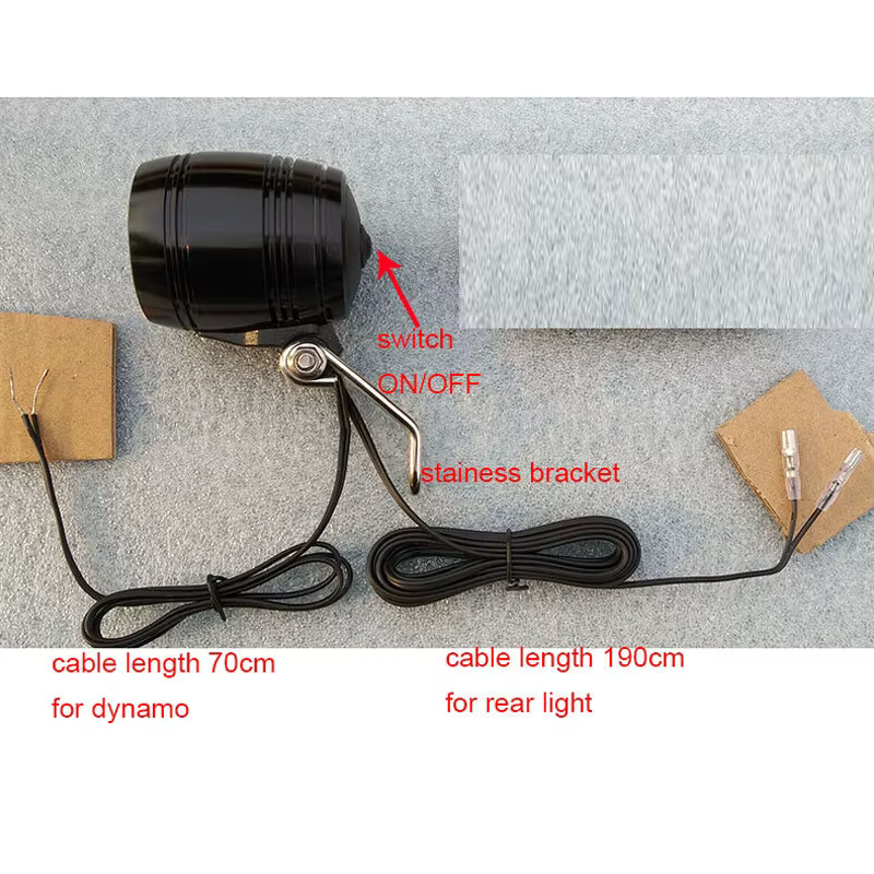 Lampe frontale avant de vélo pour Dynamo HUB avec câble de feu arrière