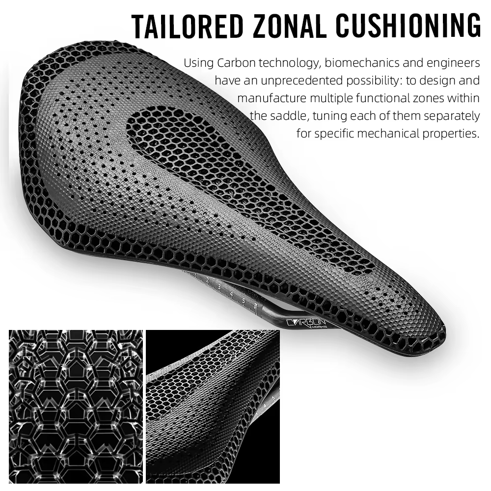Selle de vélo entièrement en carbone imprimée en 3D