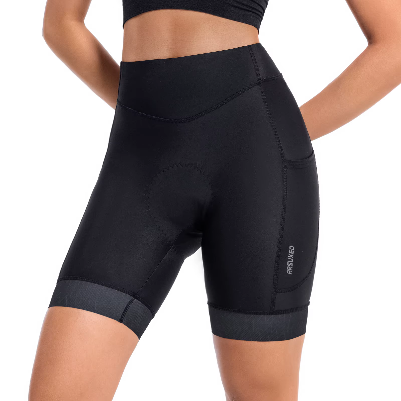 ARSUXEO Short de vélo rembourré pour femme