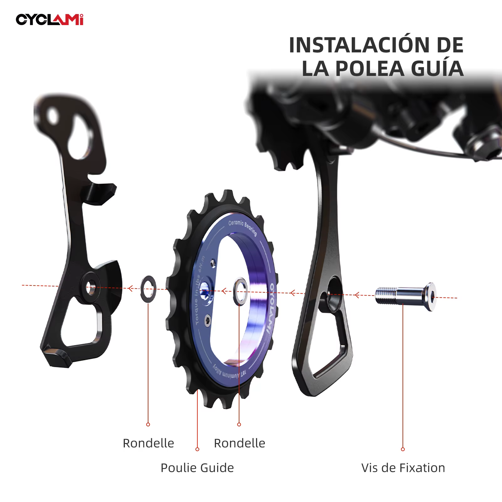 CYCLAMI 18T vélo Jockey roue arrière dérailleur poulie en céramique Guide