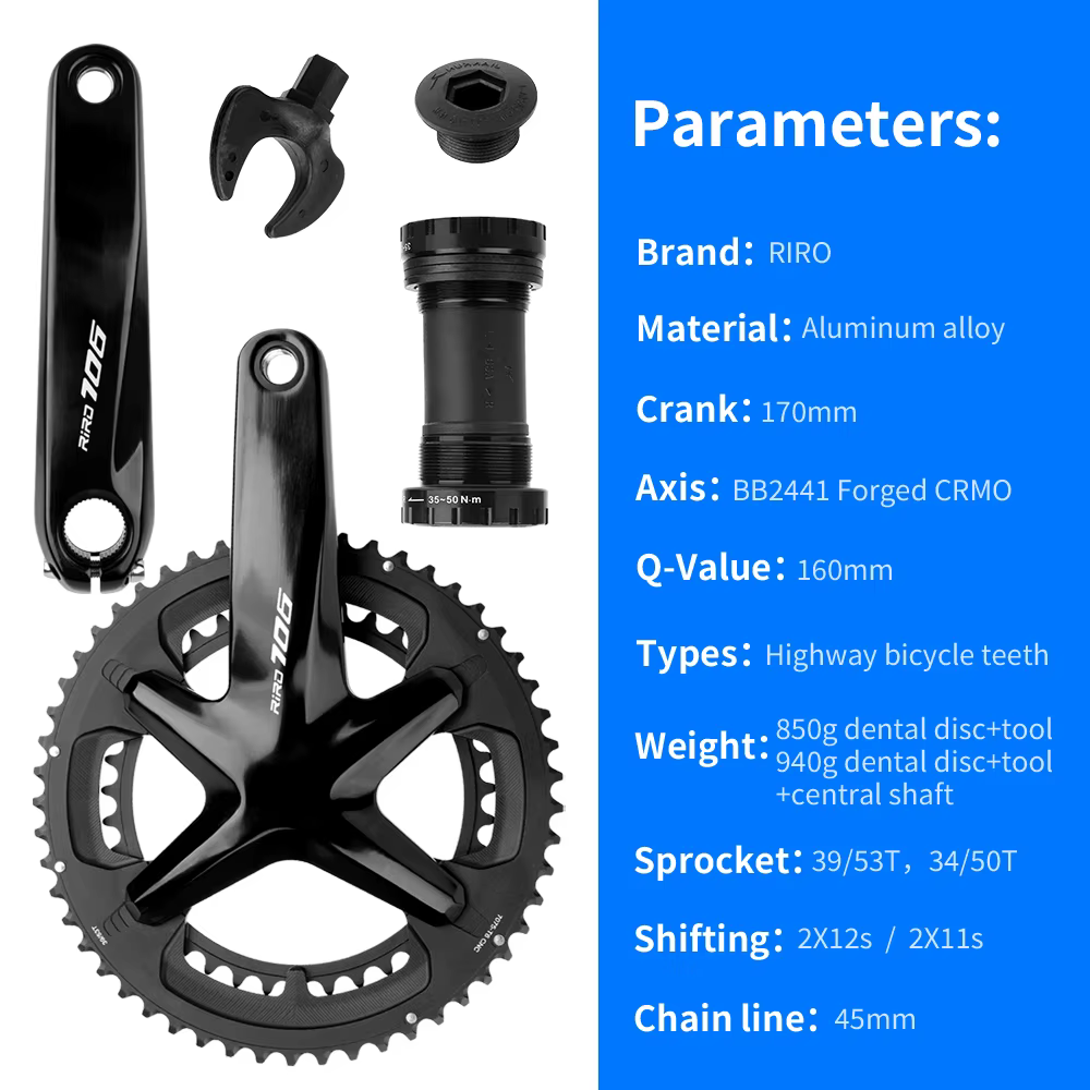 RIRO 706 vélo de route pédalier intégré 170mm 110BCD 53-39T/50-34T Double plateaux pignons creux