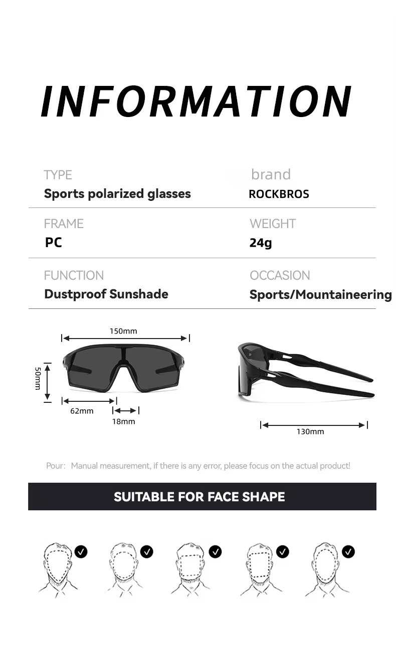 Lunettes de soleil photochromiques ROCKBROS pour hommes et femmes
