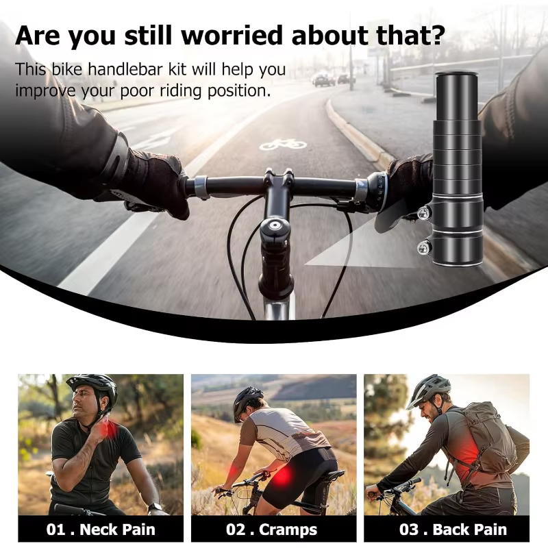 Riser de tige de vélo, extension de guidon