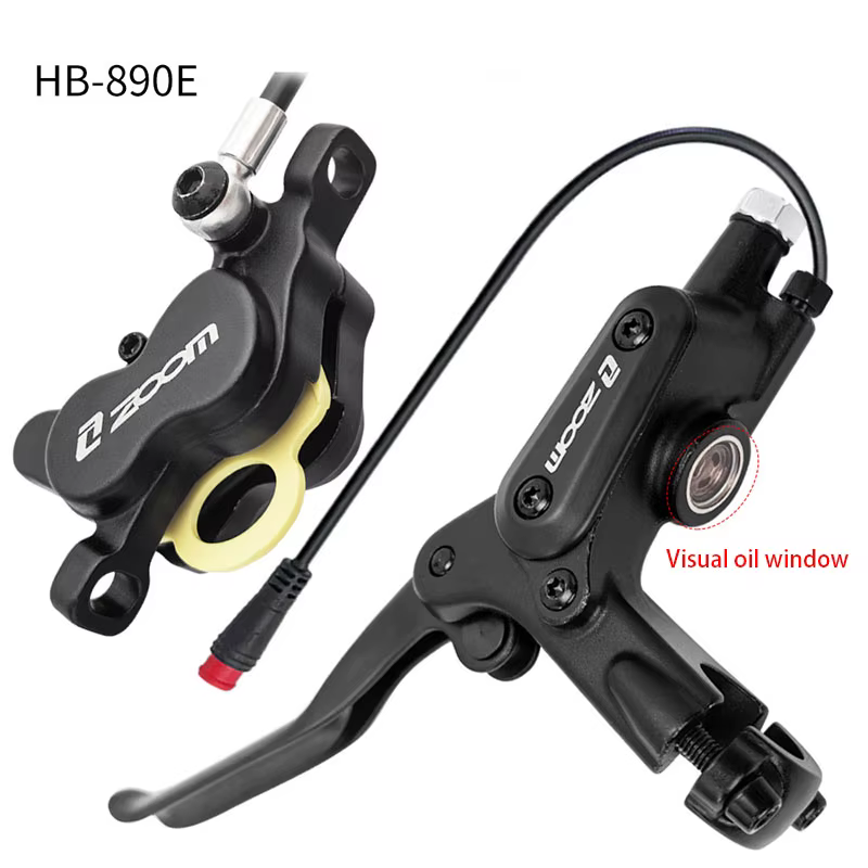 Frenos hydrauliques pour vélo électrique à 4 pistons ZOOM Fenêtre à huile visible et technologie de mise hors tension intelligente pour une sécurité et un contrôle ultimes