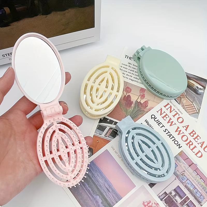 Brosses à cheveux de voyage pliables avec miroir, brosse à cheveux de poche pliante Portable, Mini peigne à cheveux, peigne de Massage pour cheveux de taille compacte