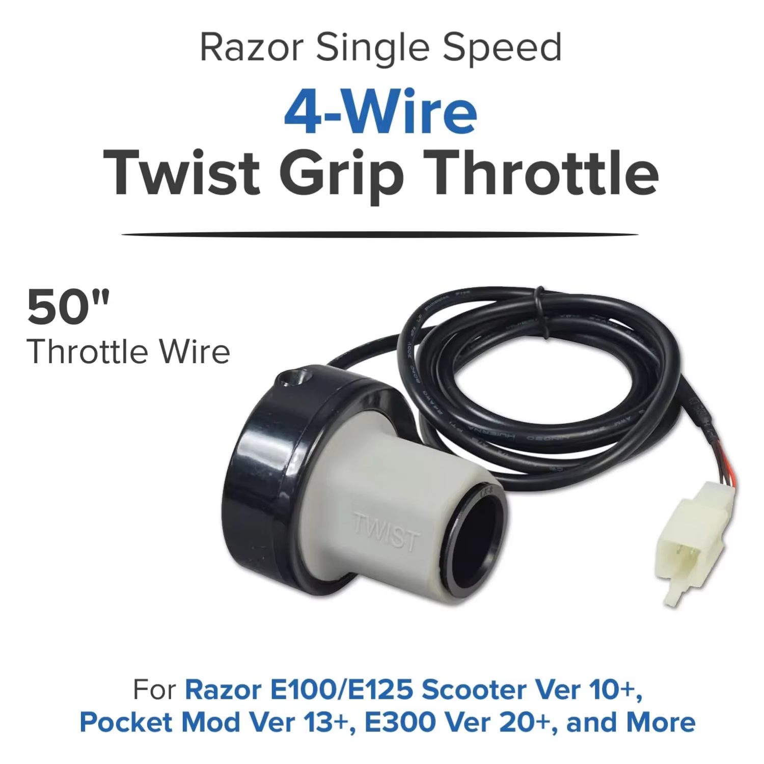 24V 4-Wire Twist Grip Throttle for Electric Razor E100 / E125 (Versions 10+) E200 (V24+)