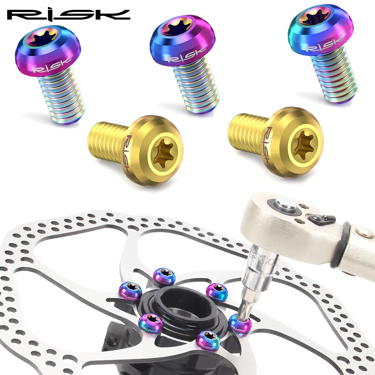 Risque 12 pièces M5 * 10MM vélo frein à disque Rotor boulons de fixation TC4 titane