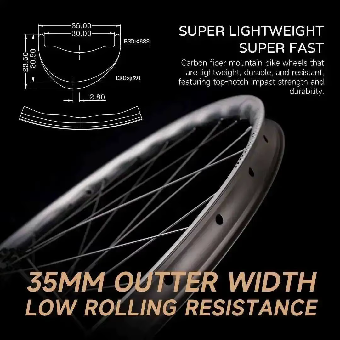 Jeu de roues en carbone ELITEWHEELS 29er FLOW-MTB à profil ondulé