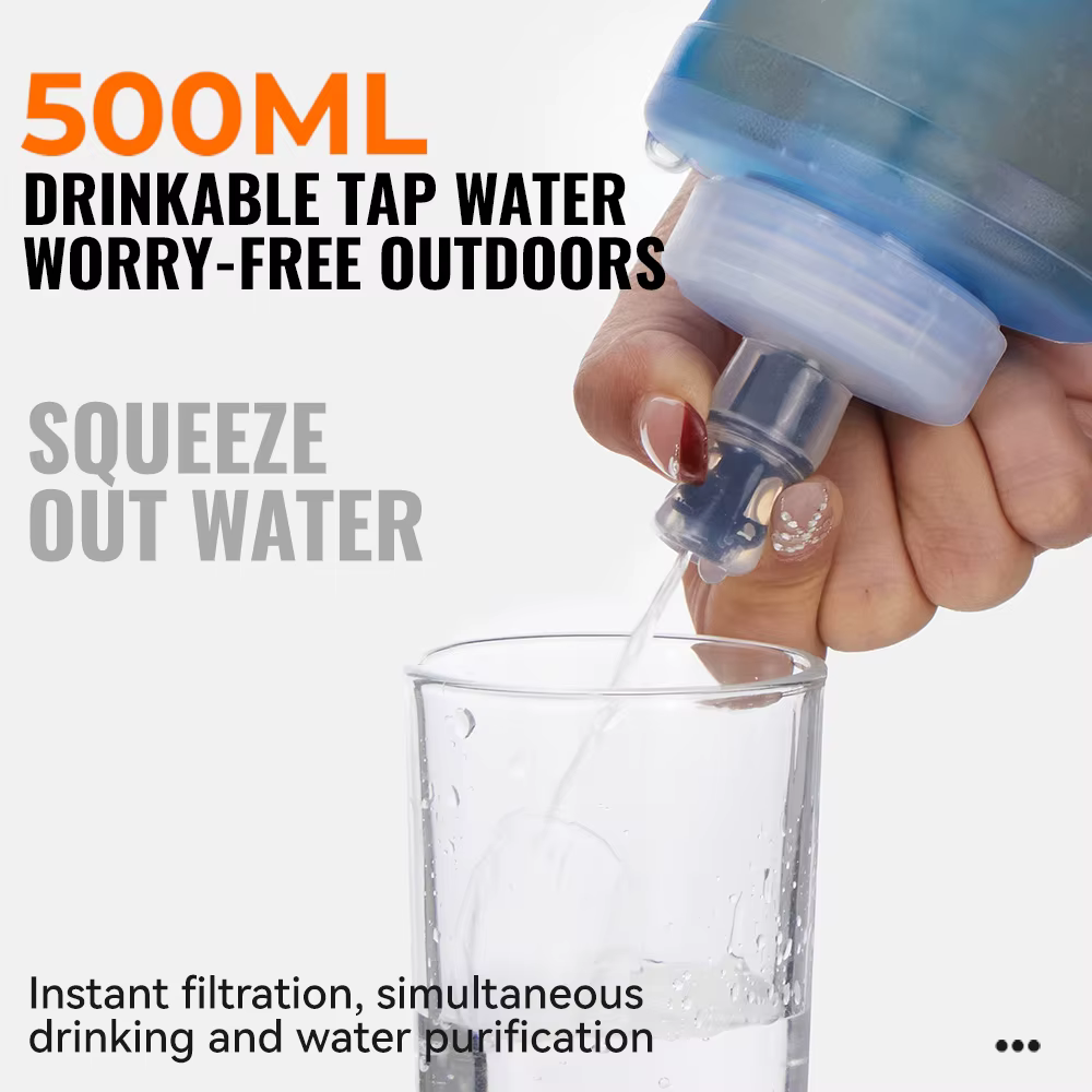 Bouteille d'eau filtrante pliable ultralégère WRELS