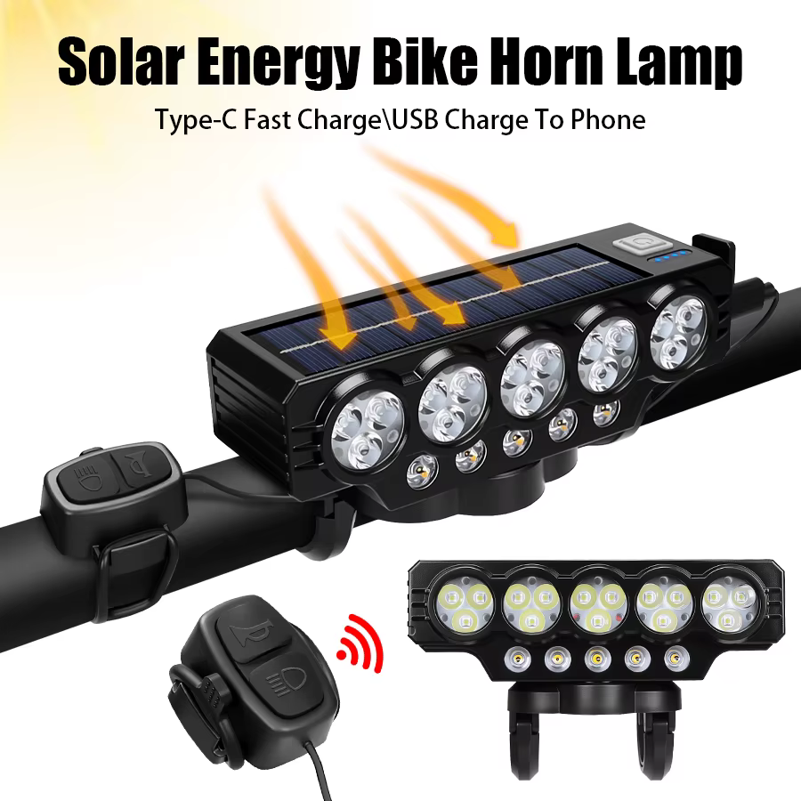 Feu avant de vélo solaire lumineux à 20Led