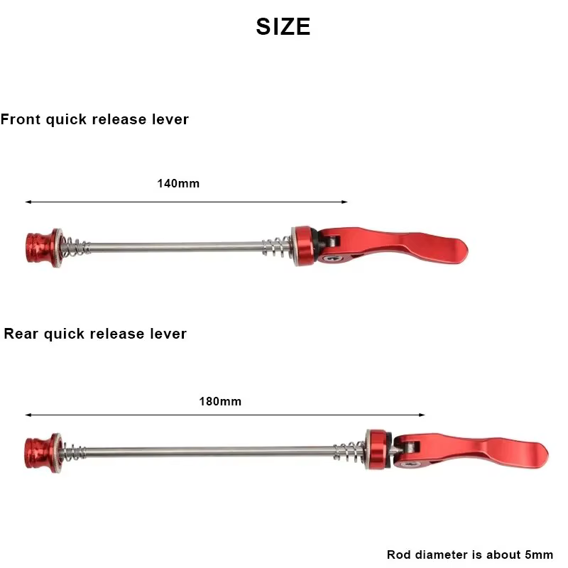 RIDERACE moyeu de vélo QR levier de brochettes à dégagement rapide en alliage d'aluminium avant 100mm arrière 135mm