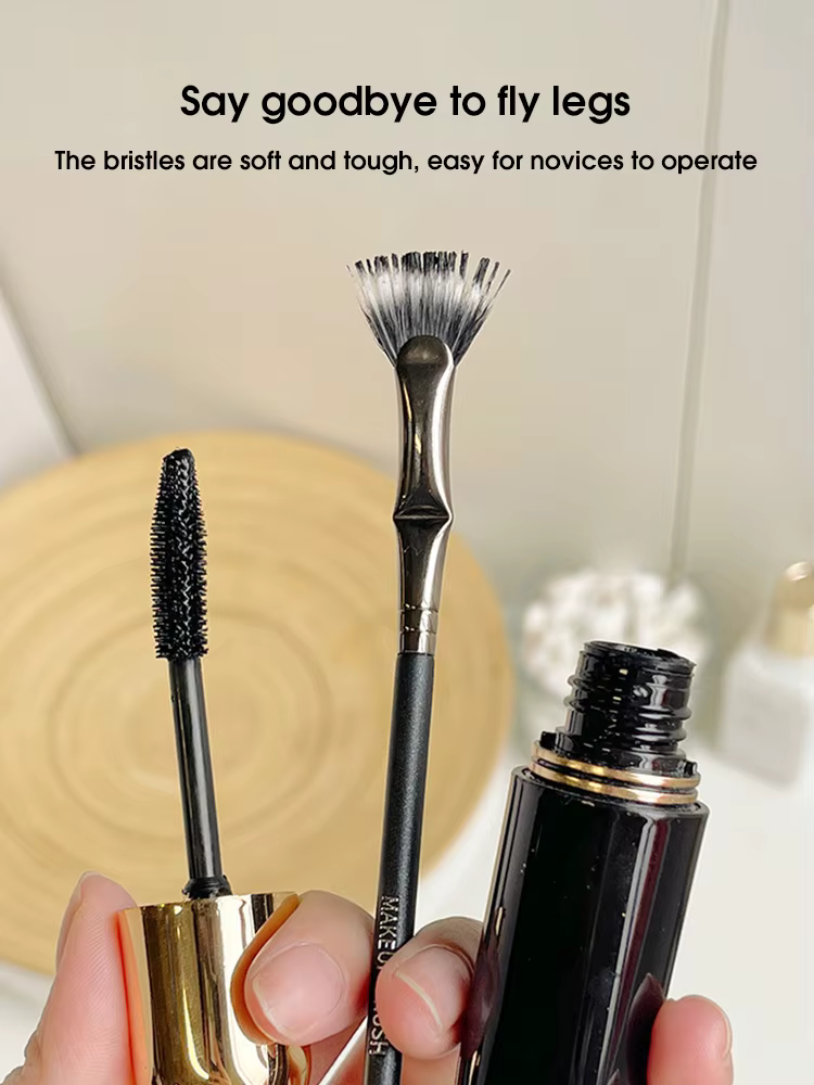 Brosse à mascara en éventail pliant, cheveux doux, tête plate, brosse urgente, racine claire, brosse à mascara inférieure