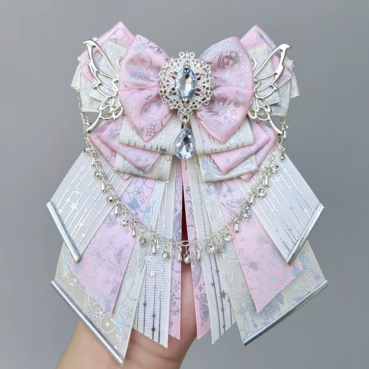Accessoires de sac Ita de luxe, style Ins, faits main, avec nœud éventail, ruban pour bâton lumineux, longues guirlandes et nœuds, pour articles Lolita et breloques de sac