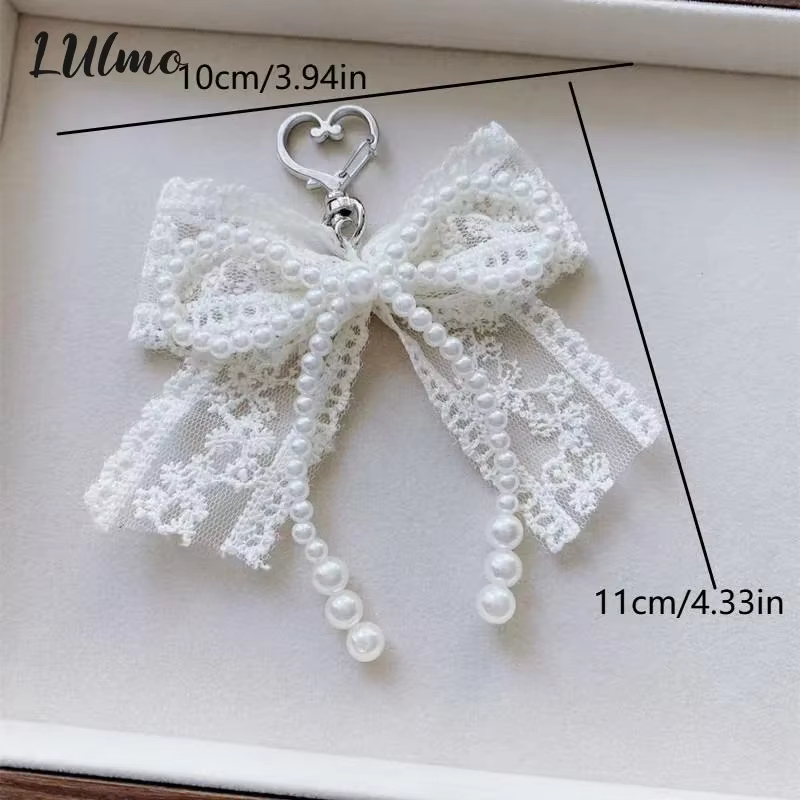 Accessoires de sac à nœud en dentelle, pendentif de téléphone portable, porte-clés en dentelle, pendentif de sac blanc, chaîne de téléphone portable, accessoires de sac