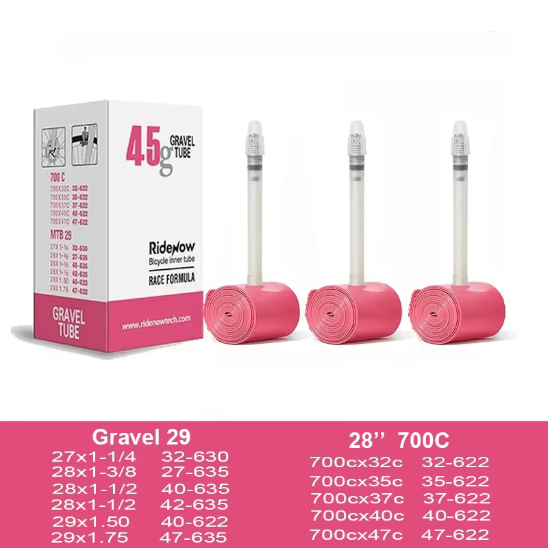 Ridenow ultraléger TPU gravier chambre à air de vélo 29 pouces 700x32C 35 37 40 47C Valve de pneu