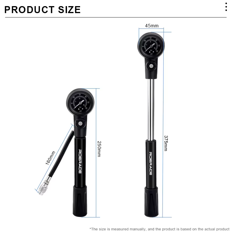 Pompe de choc de vélo 300PSI pression avec jauge
