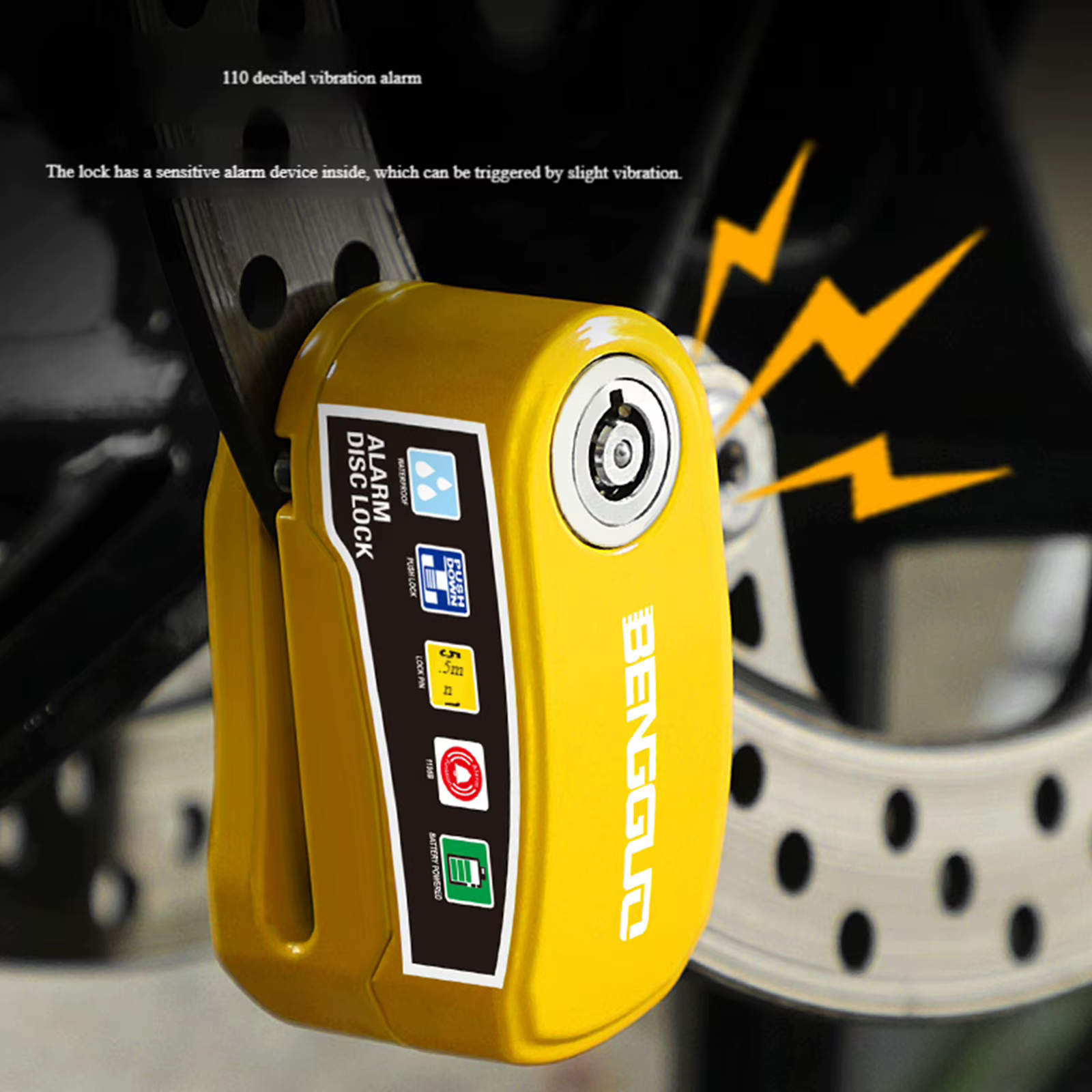 Antivol de disque de moto avec alarme sonore et 2 clés