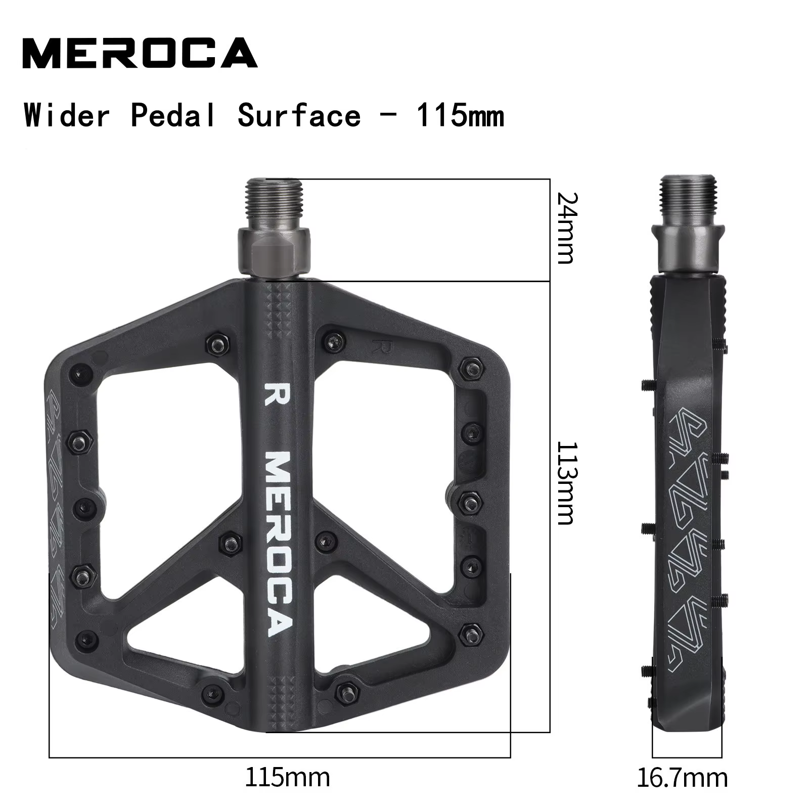 MEROCA pédales de vélo anti-dérapant haute résistance pédale en Nylon élargi grand roulement lisse conception Durable pour VTT