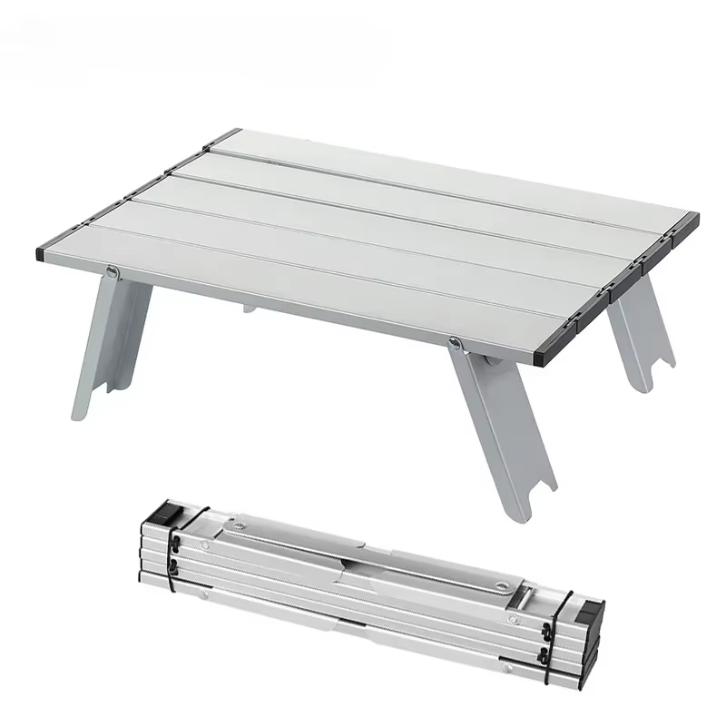 Mini table de camping pliable ultralégère, alliage d'aluminium, table d'extérieur pour voyage, pique-nique, ordinateur pliant, bureau de lit