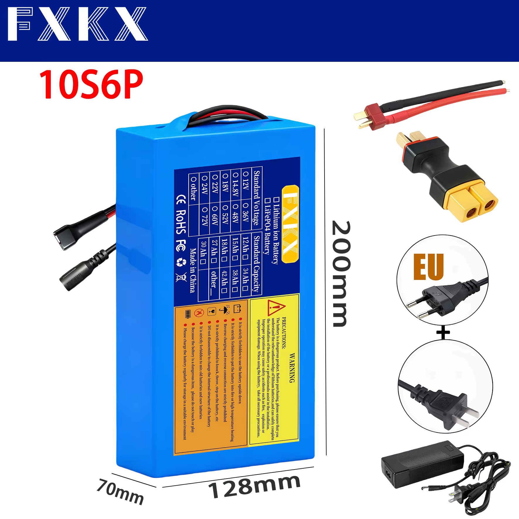 Batterie au lithium 36V 20Ah 18650 10S6P flambant neuve avec BMS 500-1000W pour pack