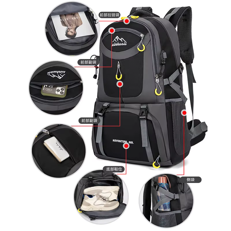 Sacs à dos de voyage de grande capacité 40L 60L, imperméables, pour randonnée en plein air, Camping, pêche, école, pour femmes et hommes